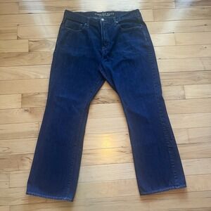 American Eagle 38x34 Bootcut Dark Wash 100% Cotton Denim Mens Jeans Baggy Wide‎